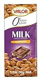 Chocolates Valor Milchschokolade mit ganzen Mandeln ohne Zucker | Glutenfrei | Bean to Bar | Mit Stevia gesüßt | 150-g-Tafel