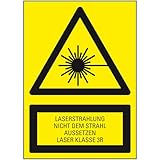 Dreifke® Aufkleber I Laserwarn-Kombischild Laser Kl. 3R, nicht dem Strahl..., Folie, 70x50mm, 3 Stück