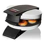 Cloer 6121 Donut Maker für 6 Mini-Donuts oder Bagels, Antihaftbeschichtung, rote Kontrollleuchte, platzsparend verstaubar, Kabelaufwicklung, Steckerdepot, 520 W, weißes Metallgehäuse