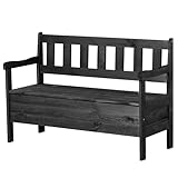 KADAX Gartenbank, 120x49x81,5cm Banktruhe aus Einer Holzfaserplatte, Sitzbank mit Stauraum und Rücklehne, Wetterfeste Holzbank für Garten, Balkon (120cm/Anthrazit)