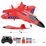 Fremego RC Flugzeug RTF,2.4Ghz 2CH Kampfflugzeuge Ferngesteuertes Flugzeugs für Anfänger, Kinder Flugzeug Ferngesteuert Modell Spielzeug mit 2 Batterien und Licht (Rot)