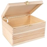 Creative Deco XXL Große Holzkiste mit Deckel und Schloss | 40x30x24 cm (+/-1cm) | Holztruhe Erinnerungsbox Baby Holzbox mit Deckel Kasten | Für Dokumente Spielzeug Werkzeuge | ROH & UNGESCHLIFFEN