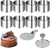 CASMIGC Dessertringe und Speiseringe, Ring Set klein, 8-teilig Mini-Kuchenring Formen, 8 Ringe, 1 Heber, 1 Stempel für Backen Torten Zubehör