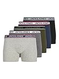 JACK&JONES JUNIOR Boy's JACVANCE Trunks 5 Pack Box JNR Boxershorts, Light Grey Melange/Pack:Dark Grey Melange-Forest Night-Navy Blazer-Black, 116