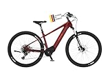 Fischer E-Mountainbike MONTIS 7.0i Elektrofahrrad für Damen und Herren, RH 43 cm, Mittelmotor 70 Nm, 36 V Akku, Purpurrot, 43cm-630Wh