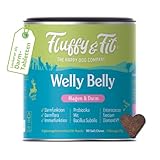 Fluffy & Fit Welly Belly Hunde Probiotika Darmflora aufbauen - Verdauungssnacks Hund - Magen & Darm Leckerli zur Stärkung Darmgesundheit & Immunsystem - Hund Darmsanierung Tabletten, 270g (1 x Dose)