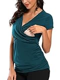 Love2Mi Stillshirt Kurzarm & Langarm Stillkleidung Umstandsshirt Schwangerschaft T-Shirt Nursing Umstandstop