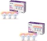 WiZ Wertpaket smarte LED Lampe, Glas, GU10 - mit 6 Spotlights - 50W - Farb- und Weißlicht - WLAN App-Steuerung, funktioniert mit Google Home, Alexa und HomeKit
