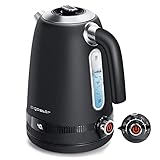 Aigostar Loki - Digitaler Edelstahl Wasserkocher mit Temperatureinstellung 40-100 Grad, Temperaturanzeige, Warmhaltefunktion, 1,7 Liter 2200W Electric Kettle Retro Teekocher, Schwarz