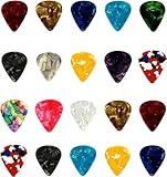 Plektren Gitarre, 20 Stück Celluloid Guitar Picks Plektrum für Akustik Gitarre, Gitarre, Ukulele, Klassische Gitarre, E-gitarre, 0,46/0,71/0,81/0,96/mm 4 Verschiedene Plektren