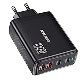100W USB C Ladegerät 4 Ports, Schnellladegerät Adapter mit GaN III und PD 3.1, mit 2 USB-C und 2 USB-A PPS Charger Netzteil für MacBook, iPhone, Laptop, iPad, Schwarz