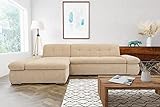 DOMO. collection Moric Couch, Ecksofa, Eckcouch, Sofa in L-Form, beige, 300 x 172 x 80 cm