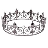 veorly Gothic Full Crown - Metallkronen und Diademe für MäNner und, Gothic Prince Prom PartyhüTe, Halloween Cosplay KostüM