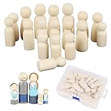 GGISUI 50 Stück Holzfiguren zum Bemalen DIY Spielfiguren Holz Familie Figuren Puppen zum Anmalen Basteln Holzkegel Figuren mit Aufbewahrungsbox Holzfiguren Deko für Geburtstag Hochzeit Party Deko