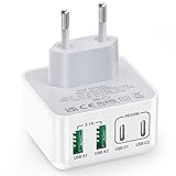 USB C Ladegerät, Aioneus 40W 4 Ports Mehrfach Ladegerät, Schnellladegerät PD 3.0 Power Adapter mit USB-C USB-A USBC Netzteil für iPhone 15 14 Pro Max 13 12 11 Mini SE XS XR 8,iPad, Samsung, Handys