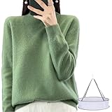 UIRPK Cashmere Pullover Damen,Cashmere Pullover Damen 100 Prozent,Kaschmir Pullover Damen 100 Prozent (Pine Green,L)