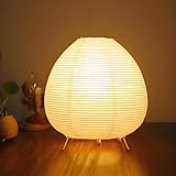 ACMHNC Reispapierlampe Retro Reispapier Nachttischlampe mit weißem Schirm Dekoration Schlafzimmer Tischlampe, E14 Fassung max. 25W, 1,8 Meter Kabel, Papierlampe Wohnzimmer dekorative Lampe, H 23cm