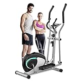 Crosstrainer für zuhause, Dripex Magnetisch ultraleiser Ellipsentrainer mit 6KG Schwungrad, 8 Widerstandsstufen, Pulssensor, LCD Monitor & Gerätehalterung (Grün)