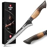 XINZUO 19cm Damaststahl Filetiermesser -67 Schichten Damastmesser Fischmesser Profi Kochmesser -Damaskus Fischfiliermesser Ausbeinmesser für Küchen -Ergonomischer Griff aus Weißeiche