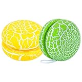 Hölzerne Yoyo Ball, Holz-JoJo für Kinder, Karikatur YoYo Balls, DIY Spielzeug für Party Gastgeschenke (Gelb + Grün)