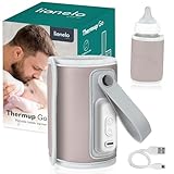 LIONELO Thermup Go Tragbarer Flaschenwärmer zur Temperaturhaltung, hält Wärme bis zu 24 h, 5 Temperaturstufen zur Auswahl, USB-Ladung, Aufwärmzeit bis zu 45 min, BPA-frei