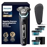 Philips Shaver S9000 – Elektrischer Nass-& Trockenrasierer für Männer, Schwarz, Lift & Cut System, SkinIQ Technologie, Barttrimmer, Reinigungsstation, Ladestation & Reiseetui(Modell S9976/63)