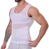 MISS MOLY Shapewear Herren Kompressions Shirt Elastische Bauchweg Unterhemd Herren Taillenformer Tank Top Ärmellos Kompressionsshirt Body Shaper Weste (Weiß,L)