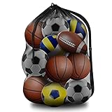 BROTOU Extra Groß Fußball Ballnetz für 10-15 Bälle, Große Tasche Ballsack mit Kordelzug und Schultergurt, Mehrzweck Balltasche Netz, Balltasche Fußball Meshbag ((30” x 40”/ 75 x 100 cm)) (1)