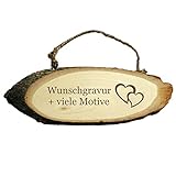 Türschild mit Gravur - Name + Spruch + Motiv möglich - aus Holz mit Kordel, Willkommensschild, Familienschild, personalisiertes Holzschild als Wandbrett, Dekoration oder Geschenkidee