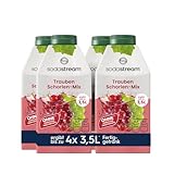 SodaStream Trauben Schorlen-Mix Sirup 4er-Pack | 500 ml je Flasche ergibt bis zu 3,5 L Traubenschorle | ohne Zuckerzusatz & künstliche Inhaltsstoffe | 50% aus rotem & weißem Traubensaftkonzentrat