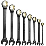 BOPEUY 8TLG Ratschenschlüssel Set 8-19 mm, Schraubenschlüssel Ringratschenschlüssel Set (8, 10, 12, 13, 14, 15, 17, 19mm), Gabelschlüsselsatz Maulschlüssel Sets Ratsche