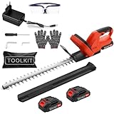 Akku-Heckenschere,Garten Akku-Heckenschere,Elektrischer Heckentrimmer,51 cm Schwertlänge,17mm Zahnabstand, inkl.2 Akkus 1,5 Ah& Ladegerät,ergonomischer Griff,effizienter & präziser Schnitt