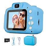 Kinderkamera Digitalkamera Kinder Kamera Spielzeug für 3-10 Jahre Mädchen Junge Geburtstag Weihnachten Geschenk 1080P HD 32GB SD-Karte Kamera Kinder Fotoapparat mit Schutzhülle (Blau)