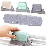 Rillenreinigungsbürste, 3 Stück Fensterrillen Reinigungswerkzeug, Reinigungsbürste, Fensterrahmen Reiniger, FensterreinigungsbüRste, mit 6 Ersatzpads, für Fensterschlitze,Bürste