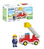 PLAYMOBIL JUNIOR 71683 Feuerwehrleiterfahrzeug, inklusive drehbarer Leiter und Feuerwehrmann, nachhaltiges Spielzeug aus pflanzenbasierten Kunststoffen, für Kinder ab 1 Jahr