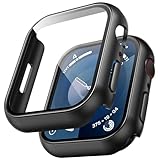 TAURI 2 Stück Schutzhülle mit Apple Watch 9/8/7 45mm Displayschutz, 360° Rundum Ultradünne PC Hard Hülle, Kratzfest Hardcase für Apple Watch Series 9/8/7 - Schwarz