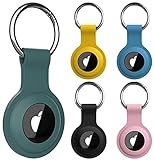 [5-Stück] Hülle für Apple AirTag Anhänger, Airtags Schlüsselanhänger Silikon Ganzkörper Kratzfest, Case Cover für Air Tag mit Key Ring