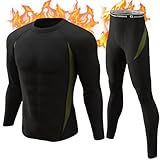 CL convallaria Thermounterwäsche Herren Atmungsaktiv Thermoaktiv Funktionsunterwäsche Innenfleece Skiunterwäsche Weich Thermo Unterwäsche Set Wärme Manner Lange Unterwäsche Sport Stil