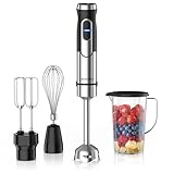 Arendo - Stabmixer Edelstahl 1500 Watt Set - Handmixer Handrührgerät - Pürierstab - Turbotaste – 4 flügeliges Messer - Schneebesen – Doppel-Rührquirl