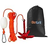 BeGrit 0,7Kg Anker Faltanker verzink Ankerset mit 10m reißfesten Ankerleine ø 6 mm & Ankerboje Kugel Set(Rot)