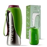 GIZZY® Trinkflasche Hunde für unterwegs - auslaufsicher & robust aus Edelstahl, in 2 Größen inkl. weichem Hundehandtuch | Trinkflasche Hund I Hundetrinkflasche für unterwegs für alle Hunde