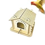 Wooden House Vogelnest, Holz Safe Wren, Rustic Natural Backyard Birding Supplies, 7,09 x 4,72 Zoll Dekorativer Gartenbaum, Balcony Deck Patio Yard Park Feeder Shelter
