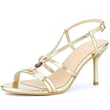 Perphy Crystal Slingback Strap Stiletto Heel Sandalen für Damen, Gold, 37 EU