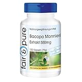 Bacopa Monnieri Extrakt 500mg - Brahmi Kapseln - 20% Bacoside - ohne Magnesiumstearat - 120 Kapseln