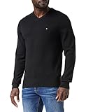 Tommy Hilfiger Herren Pullover Cashmere V Neck Strickpullover, Schwarz (Black), L