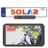 AUTO-VOX Solar Rückfahrkamera Kabellos mit 5' 1080P Monitor: 5000mAh Akku 2 Mins DIY Installation & Dual-Split Funk Rückfahrkamera, IP69K Wasserdicht Rückfahrkameras für Auto, LKW, Van, SUV, Wohnmobil