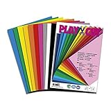 PLAY-CUT Tonpapier A5 in 10 Farben (130g/m2) | 50 Bogen Din A5 Papier zum Basteln Drucken | Dickes Bedruckbares Bastelpapier Set und Druckerpapier | Premium Tonzeichenpapier & Craft Paper