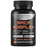 EXVital® Maca Komplex hochdosiert - Maca 20:1 Extrakt mit Tribulus terrestris, Shilajit, L-Arginin & Vitamin B, Aktiv Booster, 120 vegane Kapseln, Laborgeprüft