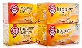 Teekanne Ingwer Tee Mix - Ingwer-Pur, Ingwer-Orange, Ingwer-Zitrone, Ingwer-Kurkuma (4 x 18 Beutel, 135,8g)