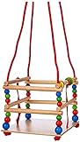 Hess Holzspielzeug 31101 - Gitterschaukel aus Holz mit bunten Perlen und Ringen, handgefertigt, für Kleinkinder ab 12 Monaten, für unbeschwertes Schaukelvergnügen im Haus, auf der Terrasse und im Garten